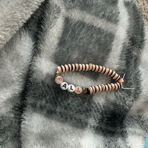 Fall Beaded Bracelet with Orange and Black Accents